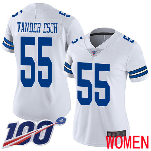 Women Dallas Cowboys Limited White Leighton Vander Esch Road #55 100th Season Vapor Untouchable NFL Jersey